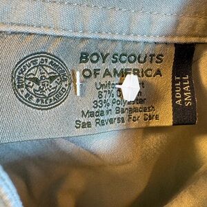 Boy Scouts Of America Mens Uniform Shirt Tan Patches Vintage USA S/S Size Small